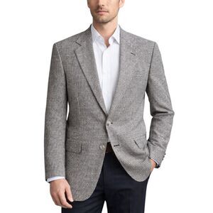 Stafford Blazer 38R Black White Houndstooth Silk Wool Classic Jacket Sport Coat